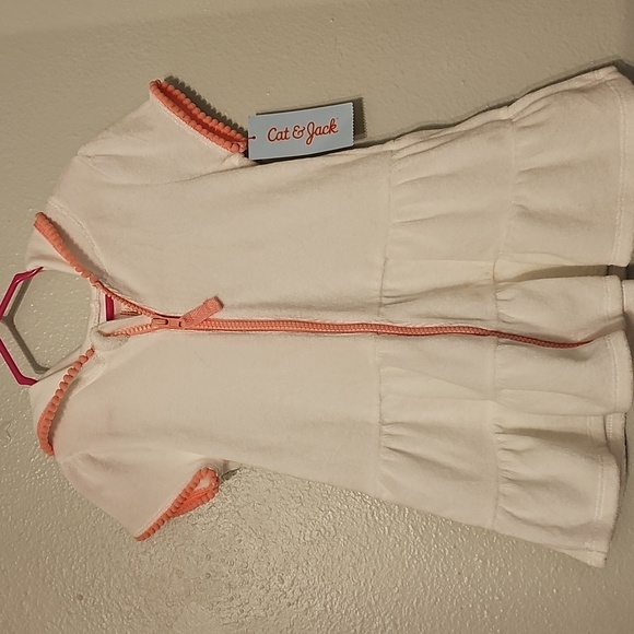 Cat & Jack Girl Toddler Hooded Towel Terry Zip Up Swim Cover Up - Picture 1 of 6